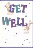Radiating playful optimism, this get well card brings together two delightfully illustrated friends - a soft brown teddy bear and a bouncy golden puppy - each balancing and hugging the bold 'Get Well' lettering. The characters' fur, rendered with pronounced texture, almost invites a reassuring touch, while their innocent, happy faces capture the warmth found throughout the Richmond upon Thames community. The typography pops in cool shades of indigo and teal, inspired by the vibrant tones seen on summer evenings along Richmond Riverside. Tiny twinkling stars-painted in blues and violets-are scattered across a gentle ivory background, adding a magical, whimsical atmosphere that feels as light as the air on a riverside walk. The composition is both clean and heartfelt: plenty of airy white space balances the vivid colours, mirroring the clarity and peace that local gardens provide. Like a florist arranging a comforting bouquet with care, this artwork's every detail is thoughtfully placed-making this card an uplifting companion, perfectly suited to send hope and encouragement across Richmond, especially when paired with a hand-delivered bouquet from Flowers Richmond upon Thames.